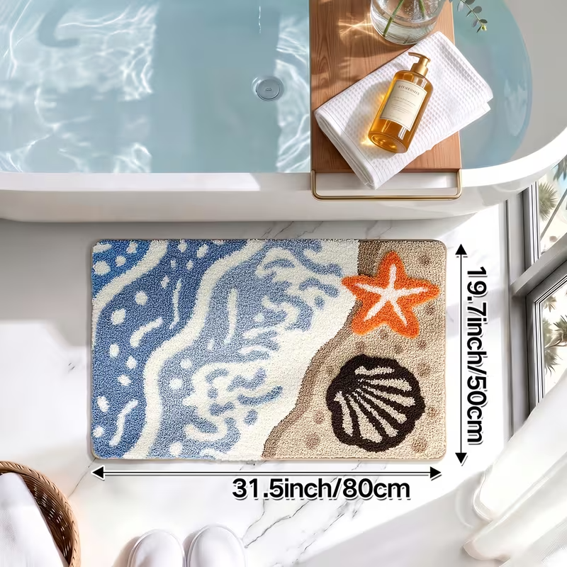Shore Shell Starfish Flocked Rug