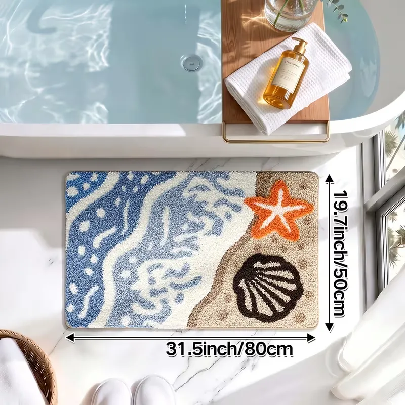 Shore Shell Starfish Flocked Rug
