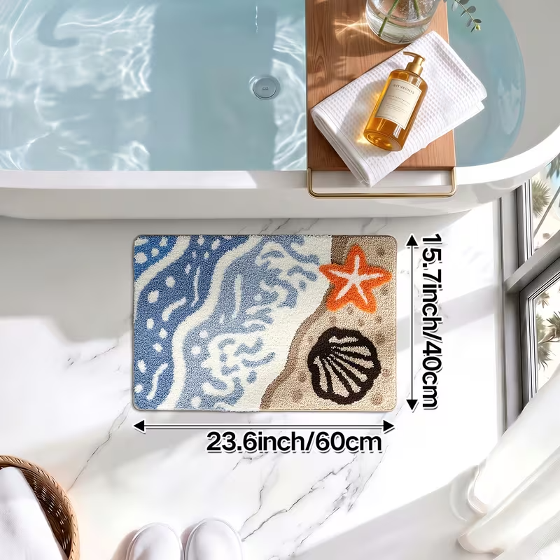 Shore Shell Starfish Flocked Rug