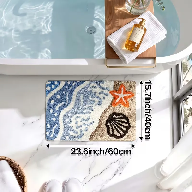 Shore Shell Starfish Flocked Rug