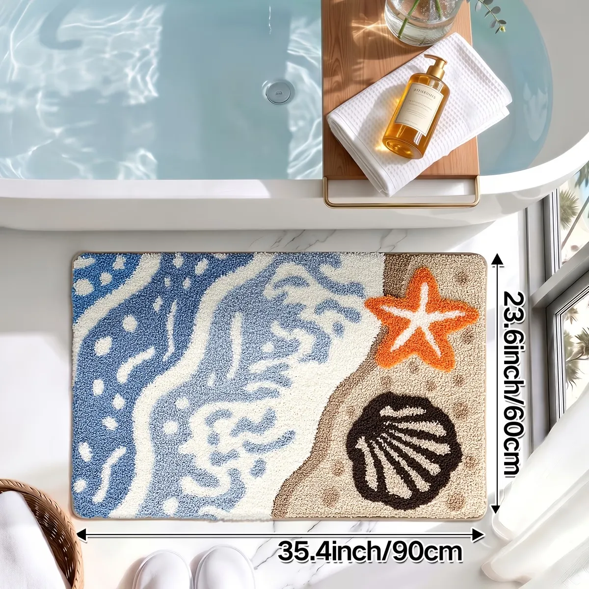 Shore Shell Starfish Flocked Rug