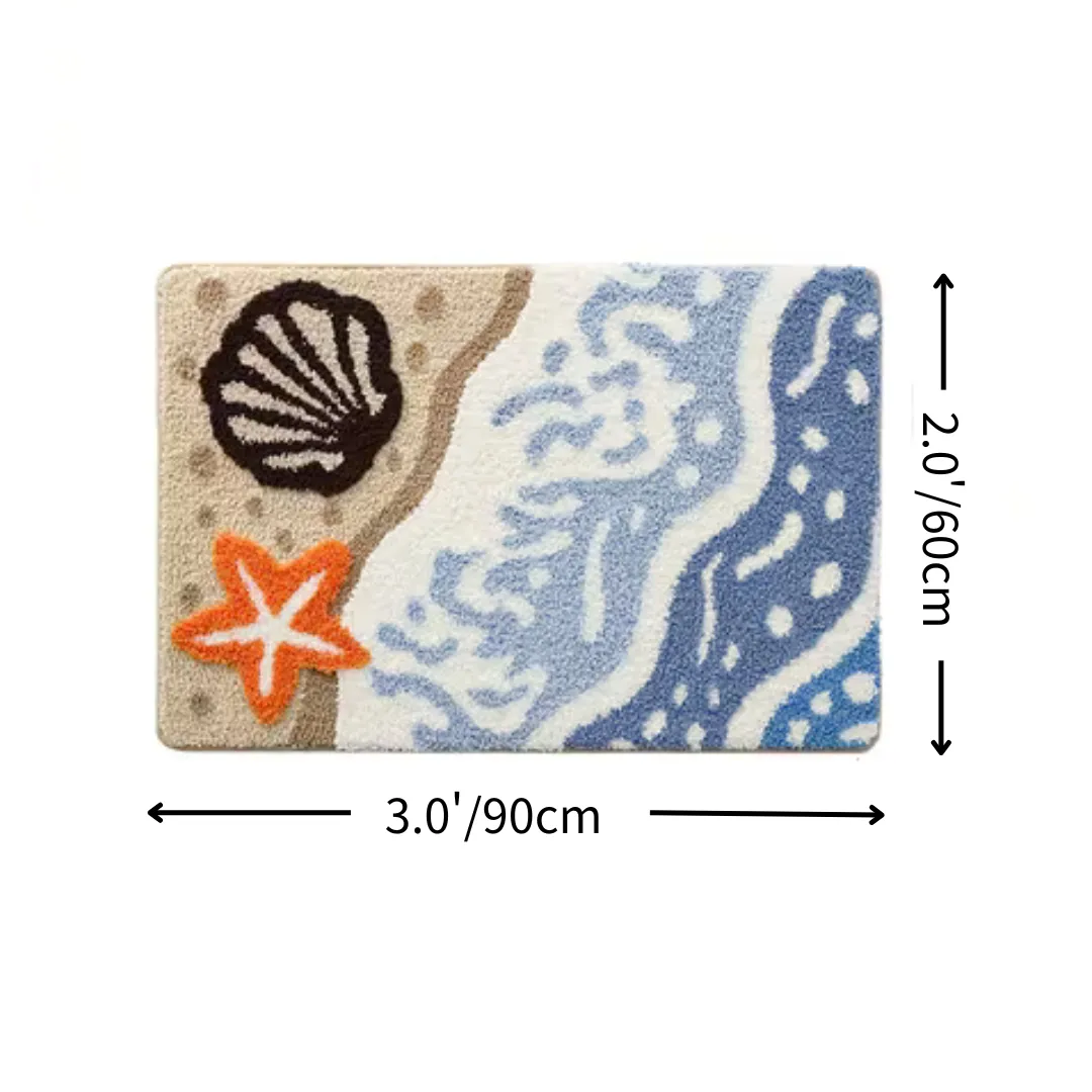 Shore Shell Starfish Flocked Rug