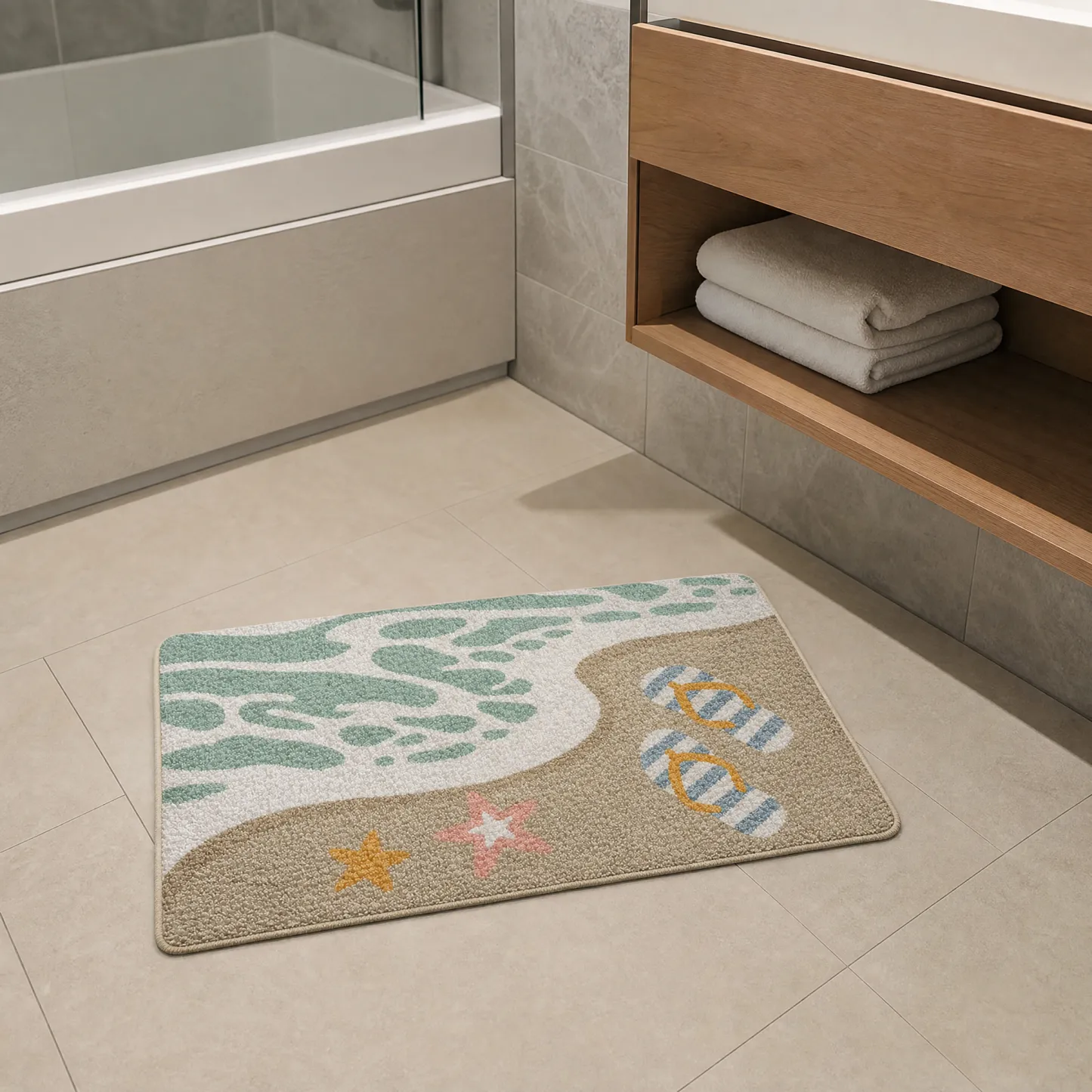 Starfall Beach Flocked Rug