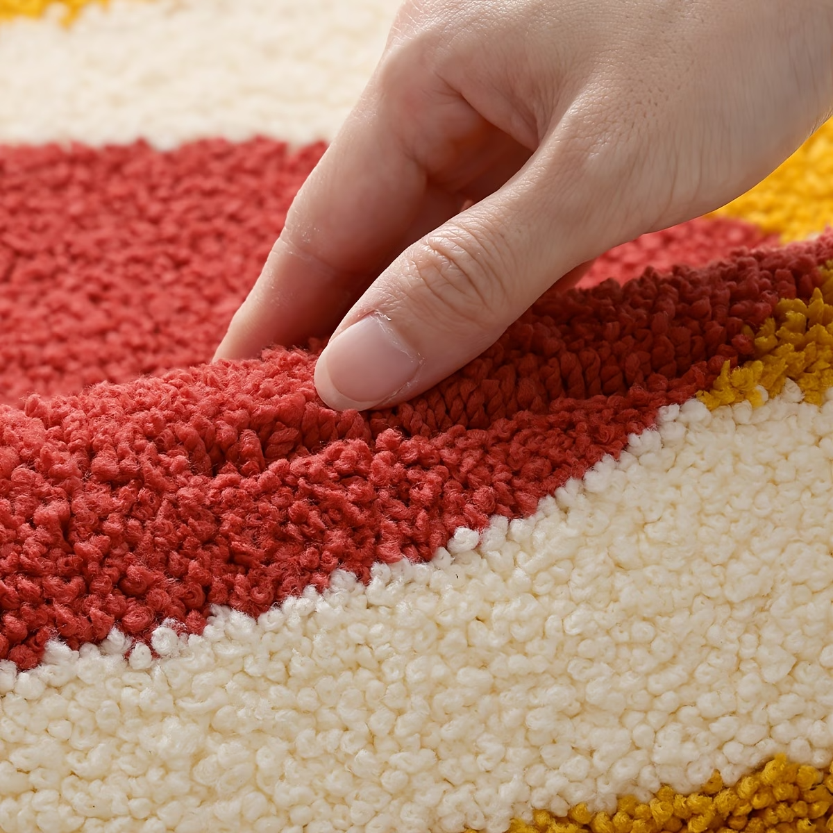 Tomato Stripe Flocked Rug