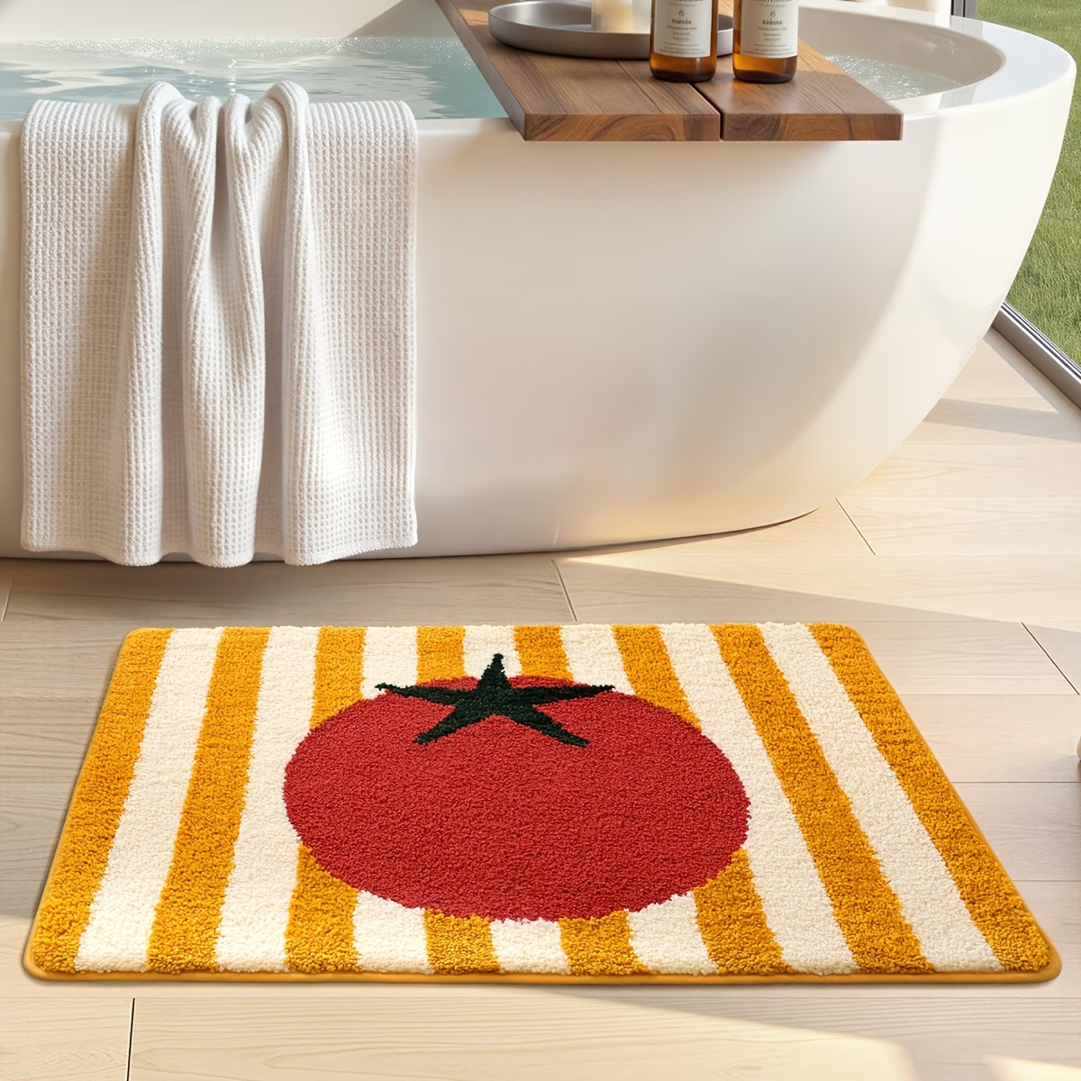 Tomato Stripe Flocked Rug