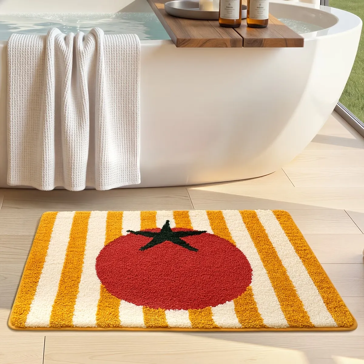 Tomato Stripe Flocked Rug