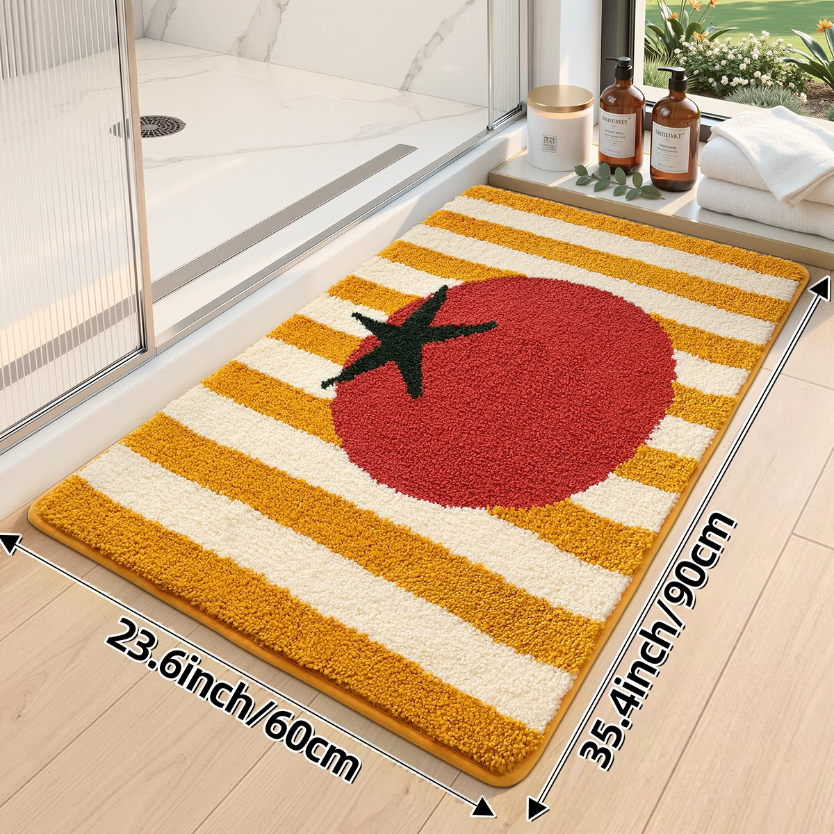 Tomato Stripe Flocked Rug