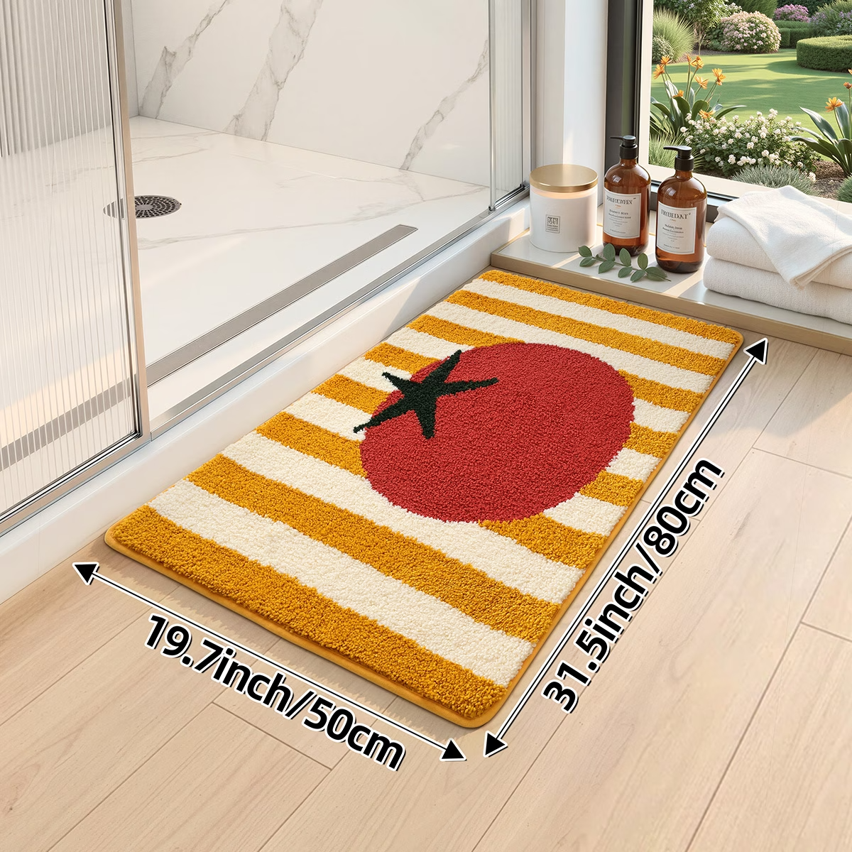 Tomato Stripe Flocked Rug