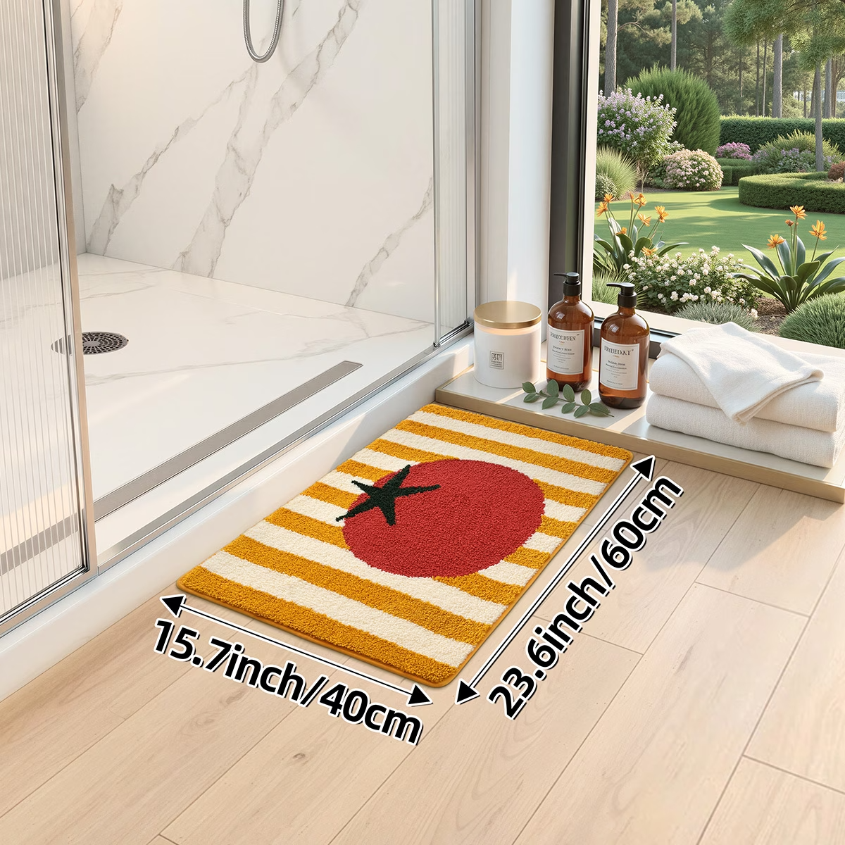 Tomato Stripe Flocked Rug