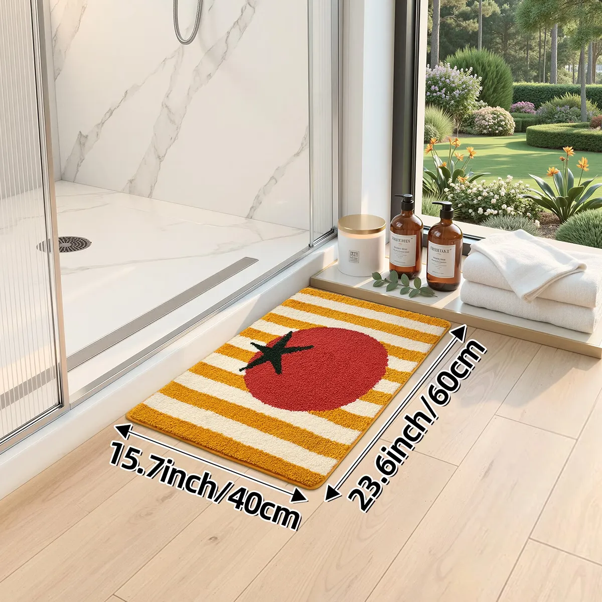 Tomato Stripe Flocked Rug