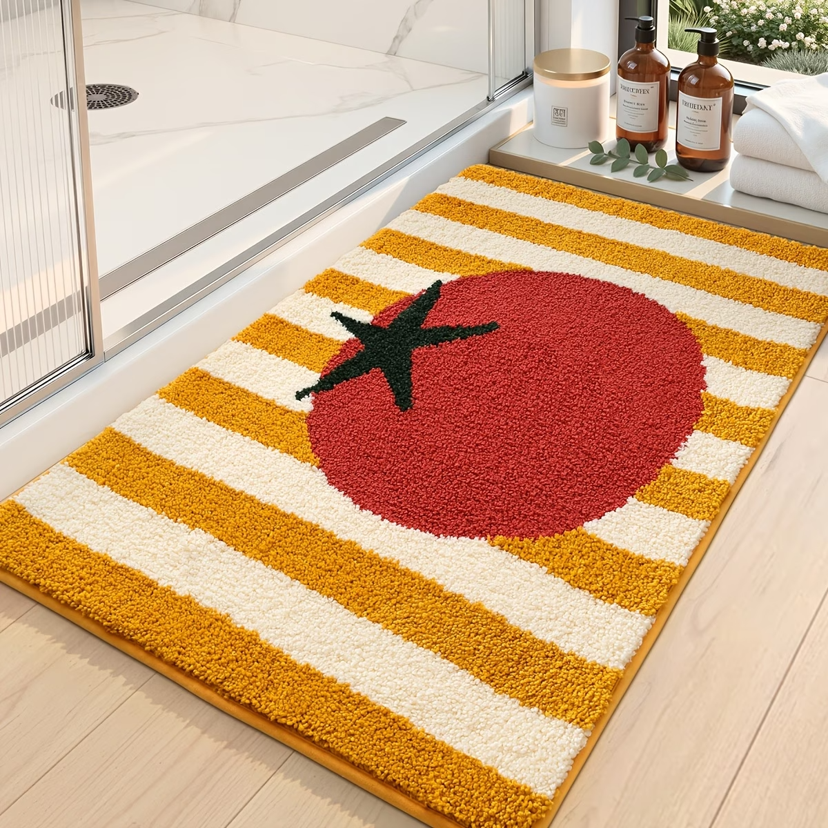 Tomato Stripe Flocked Rug