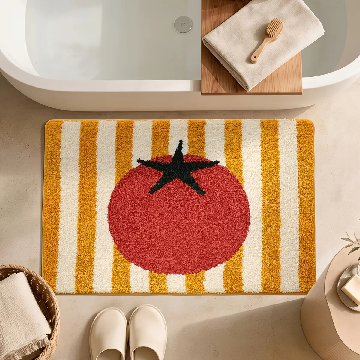 Tomato Stripe Flocked Rug