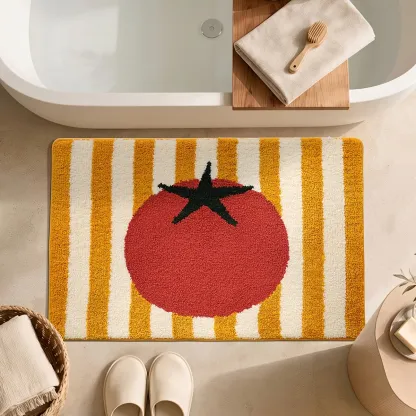 Tomato Stripe Flocked Rug