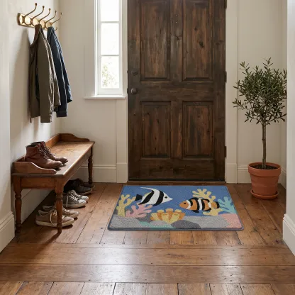 Tropical Clownfish Reef Flocked Rug