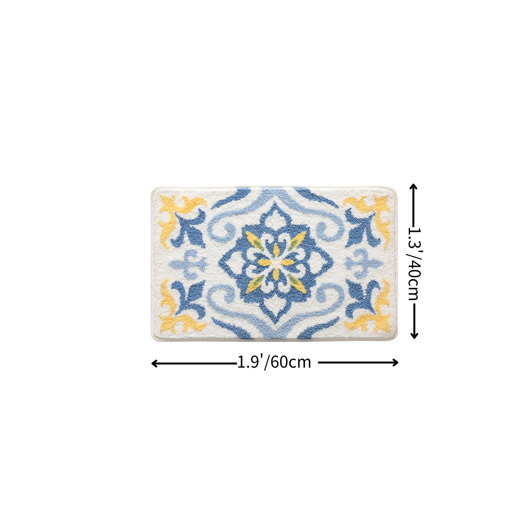 Vintage Damask Flocked Rug