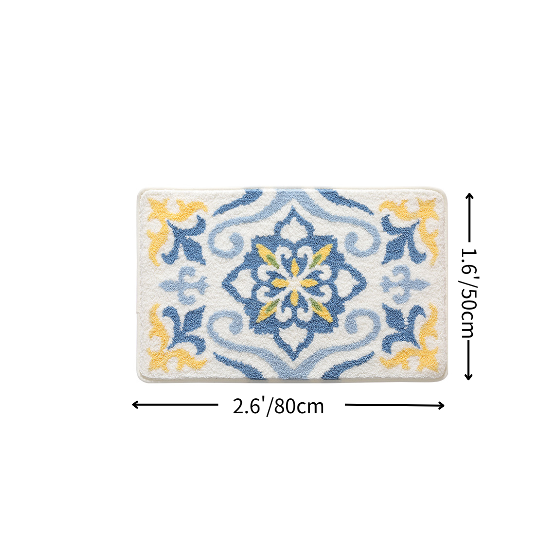 Vintage Damask Flocked Rug