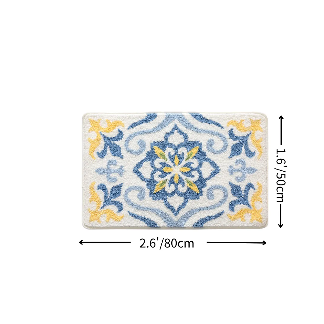 Vintage Damask Flocked Rug