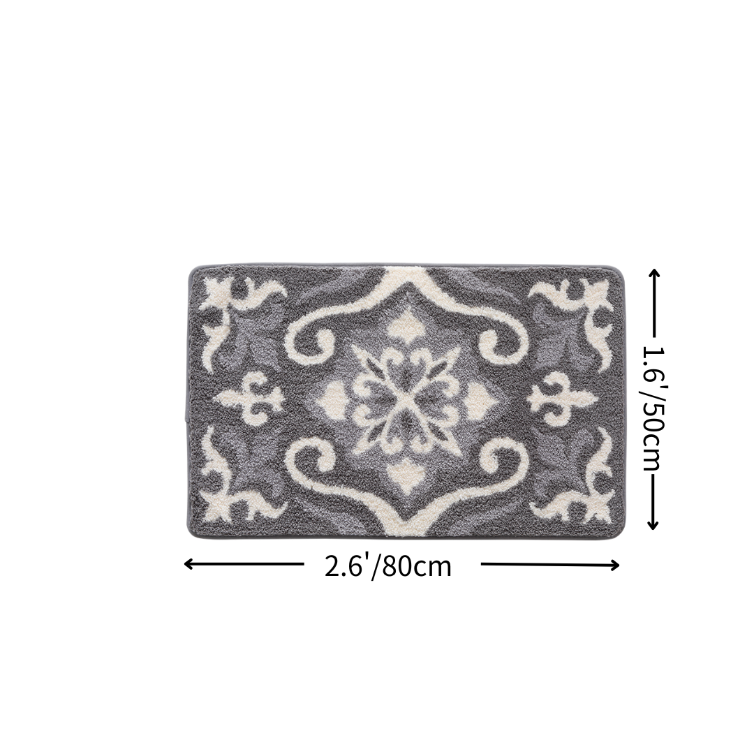 Vintage Damask Flocked Rug