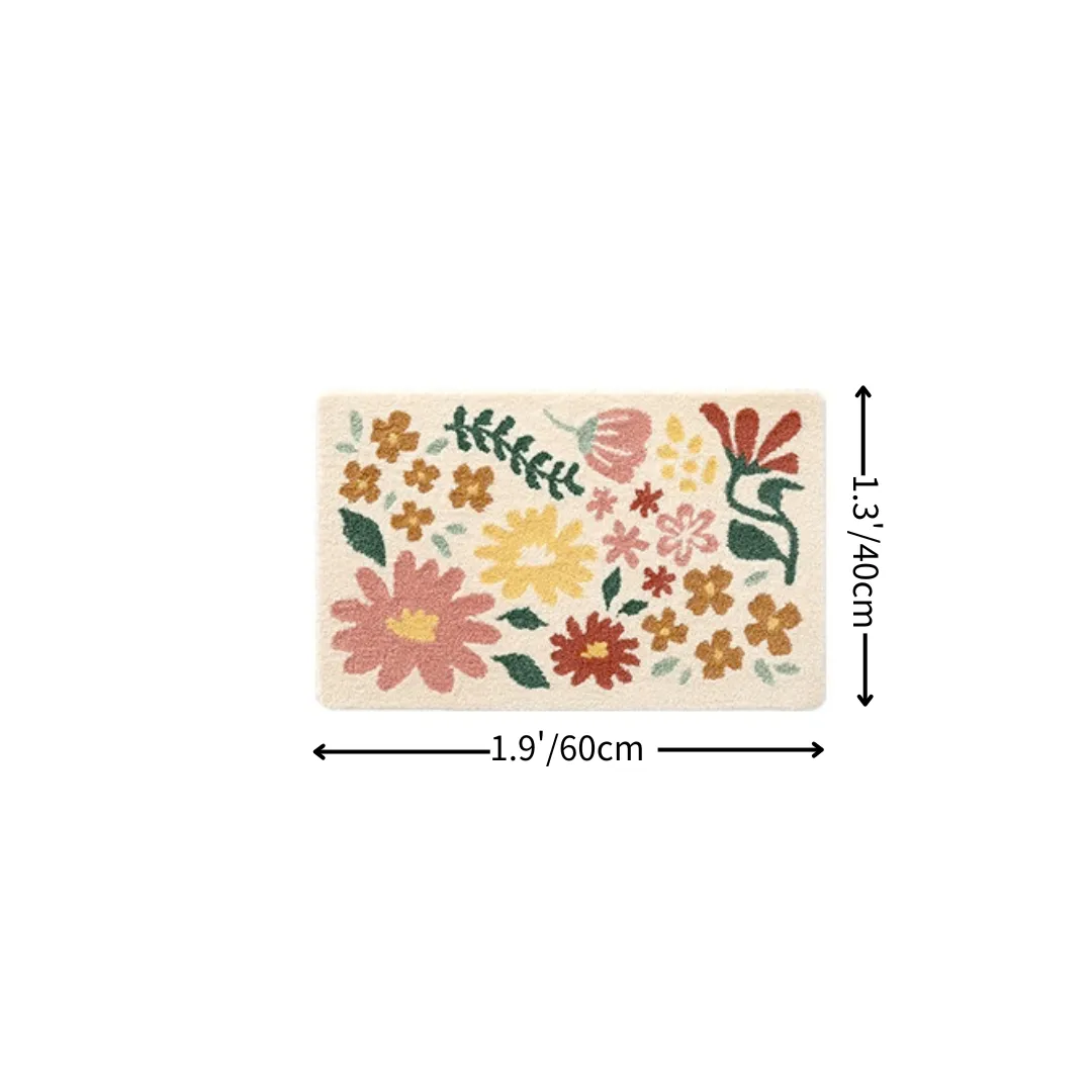 Vintage Wildflower Patch Flocked Rug