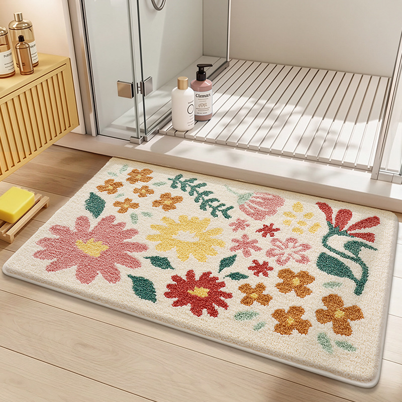 Vintage Wildflower Patch Flocked Rug