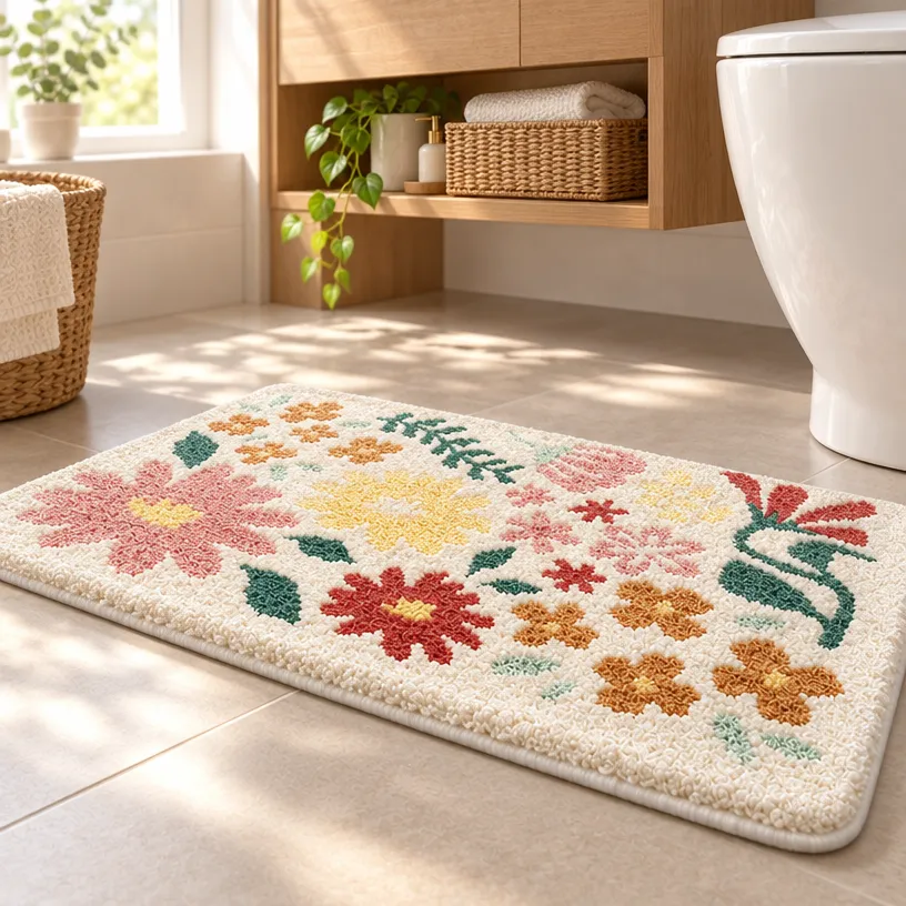 Vintage Wildflower Patch Flocked Rug