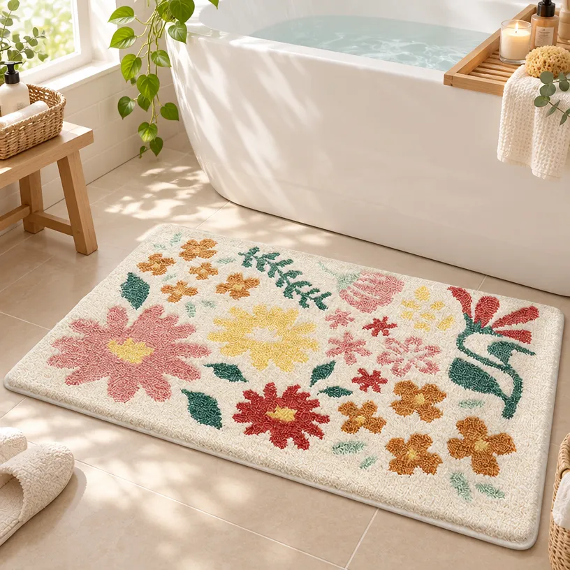 Vintage Wildflower Patch Flocked Rug