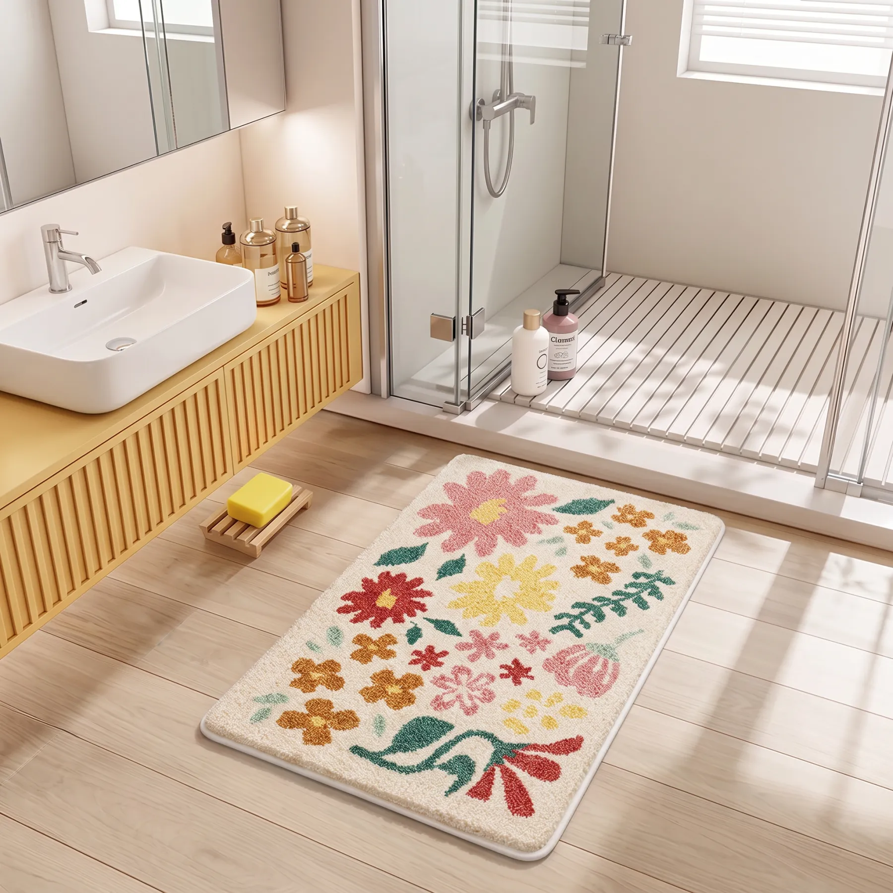 Vintage Wildflower Patch Flocked Rug