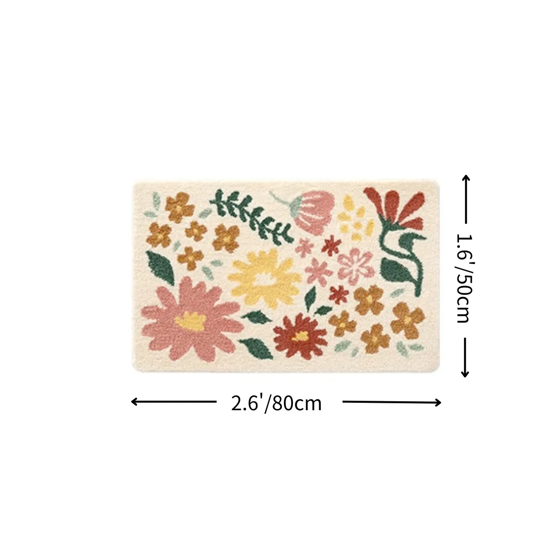 Vintage Wildflower Patch Flocked Rug
