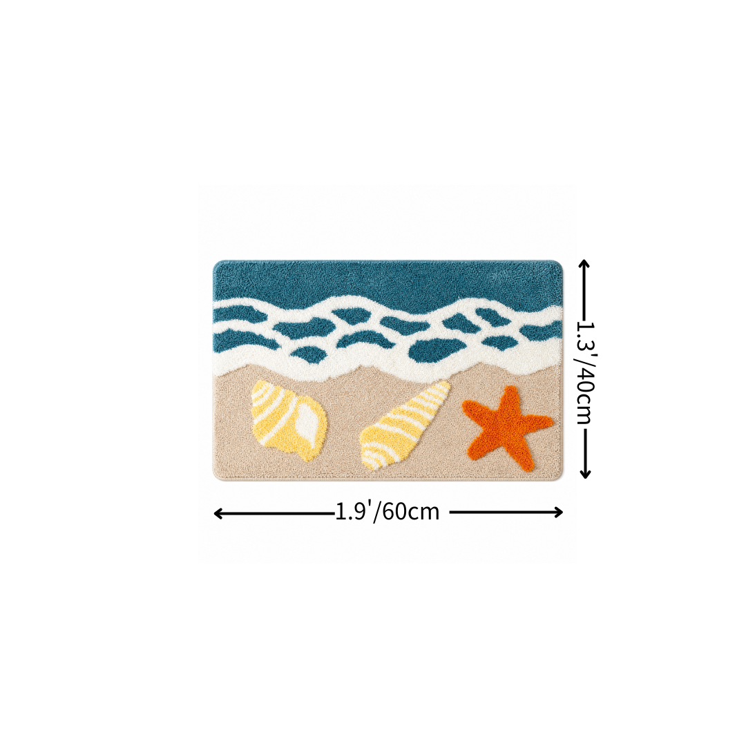 Wave Shell Starfish Flocked Rug