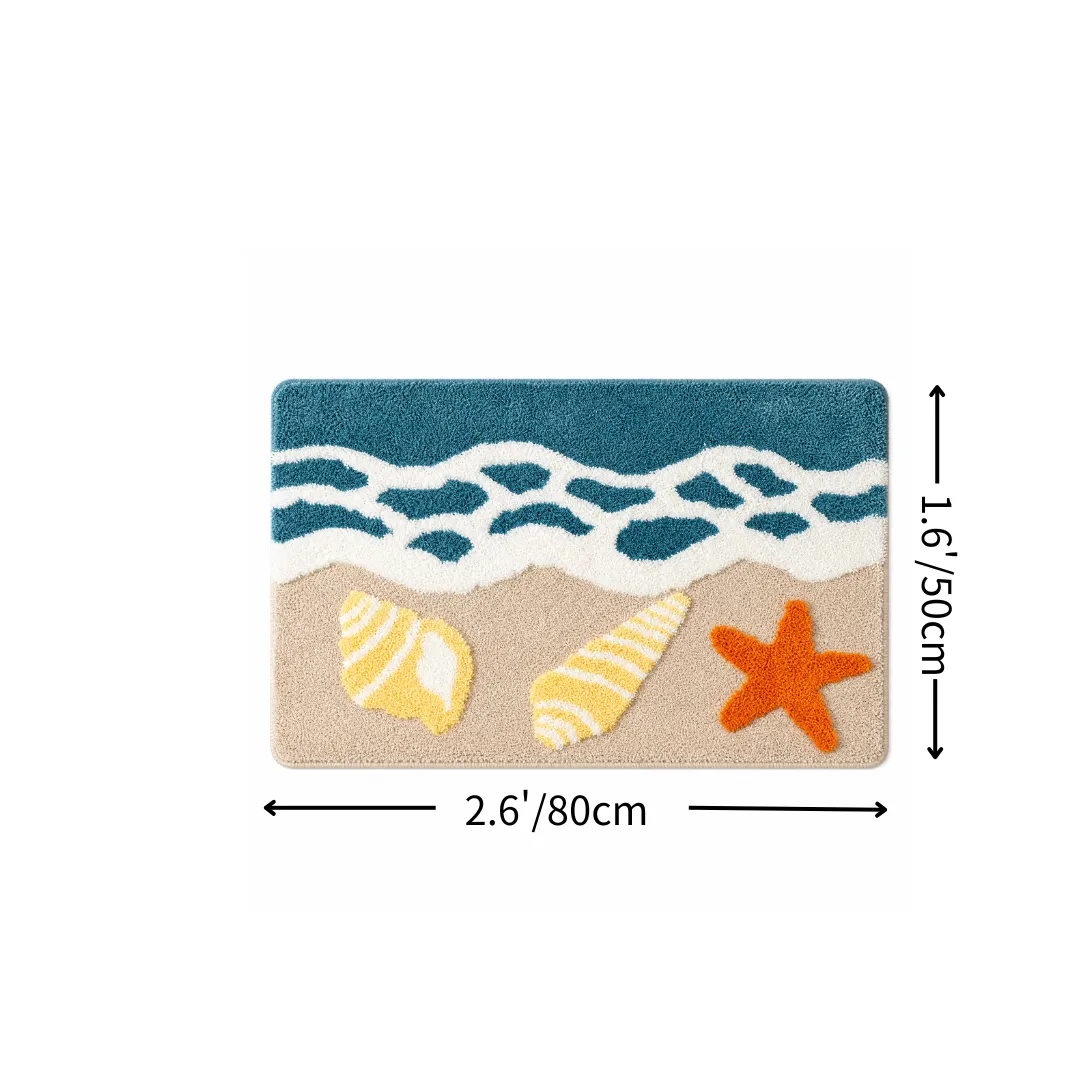 Wave Shell Starfish Flocked Rug