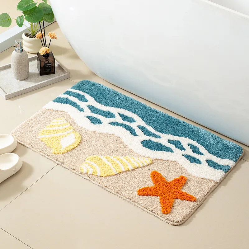 Wave Shell Starfish Flocked Rug