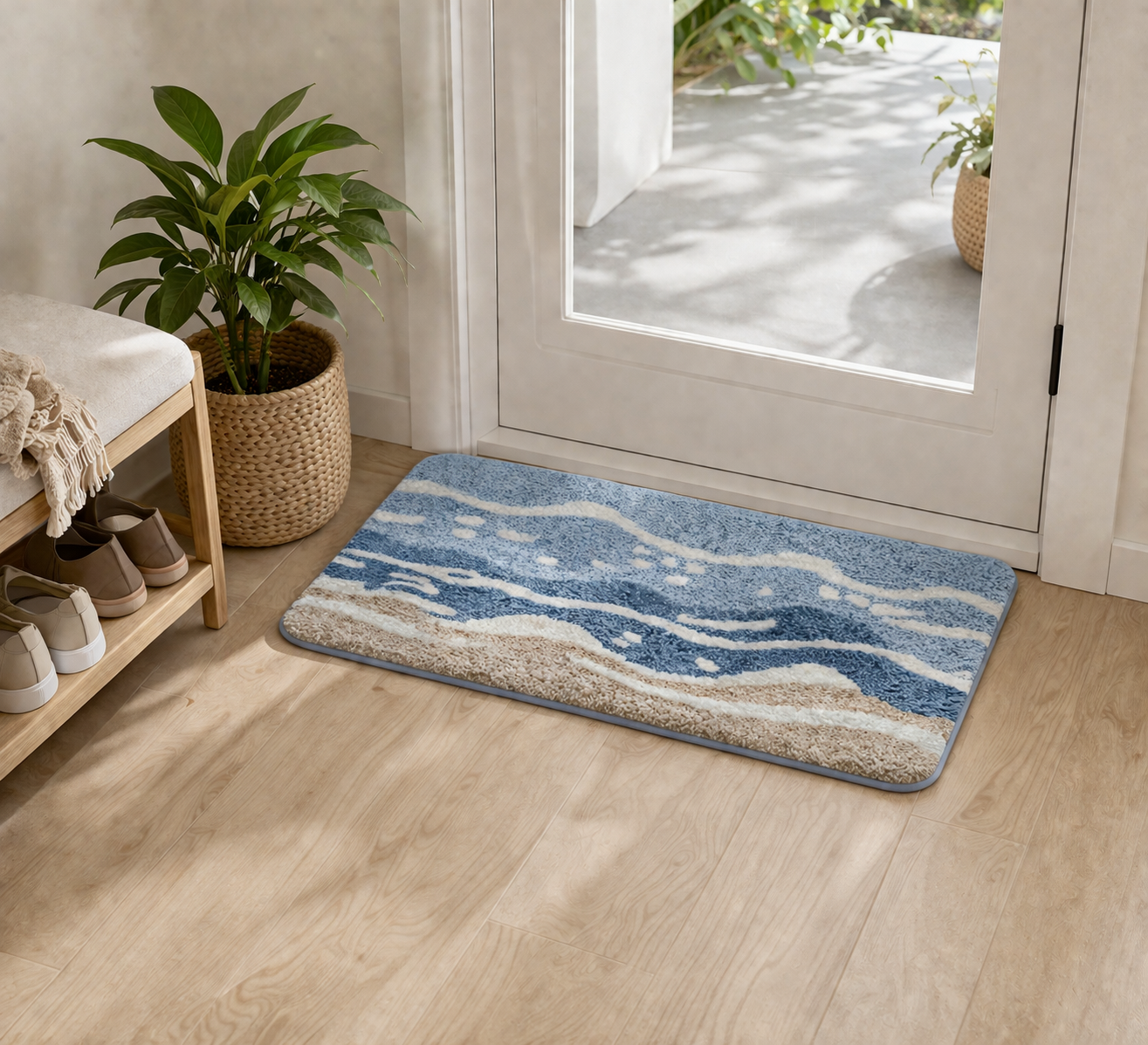 Wavy Ocean Flocked Rug