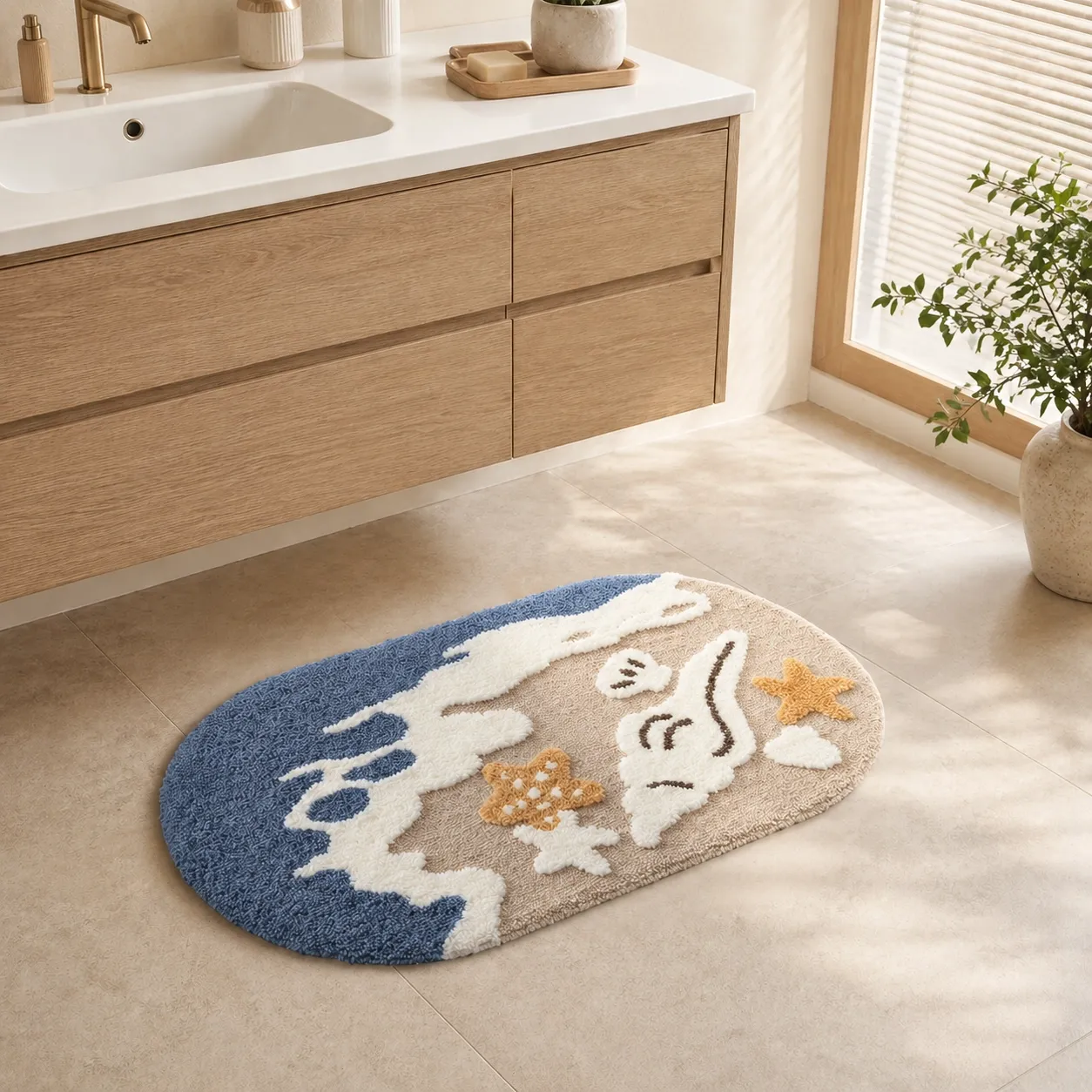 Sea Shell Melody Flocked Rug