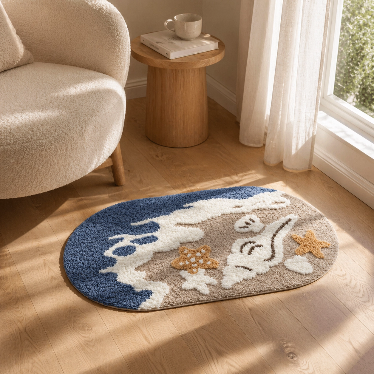 Sea Shell Melody Flocked Rug
