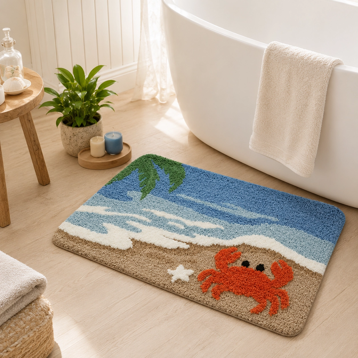 Shore Crab Walk Flocked Rug