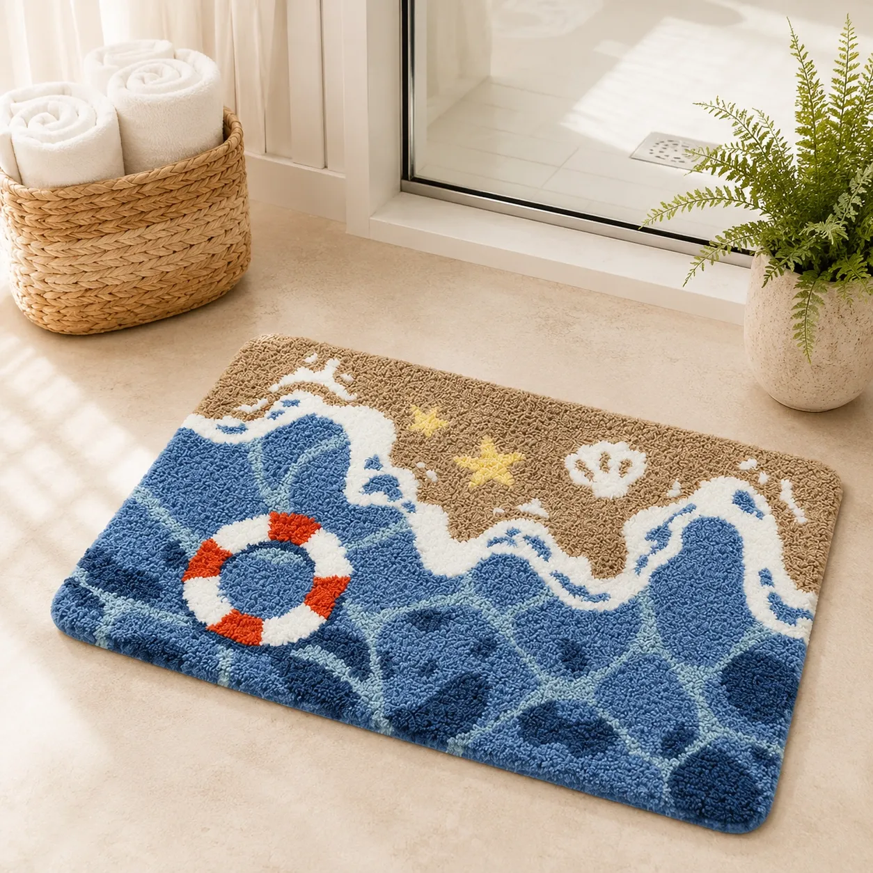 Seaside Tide Fun Flocked Rug