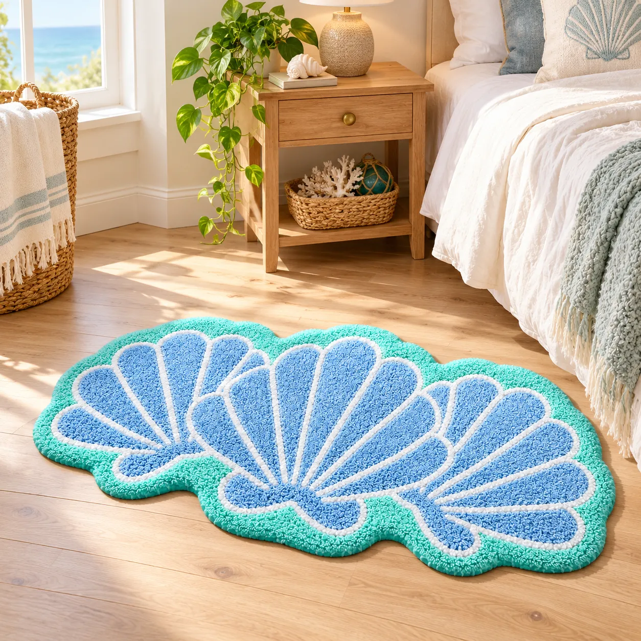 Coastal Shell Flocked Rug