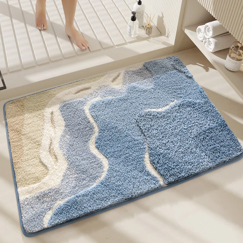 Beach Waves Flocked Rug