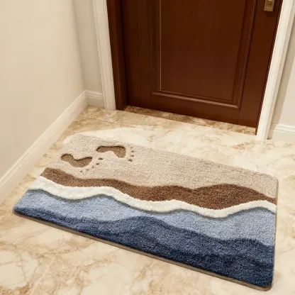 Beach Footprints Flocked Rug
