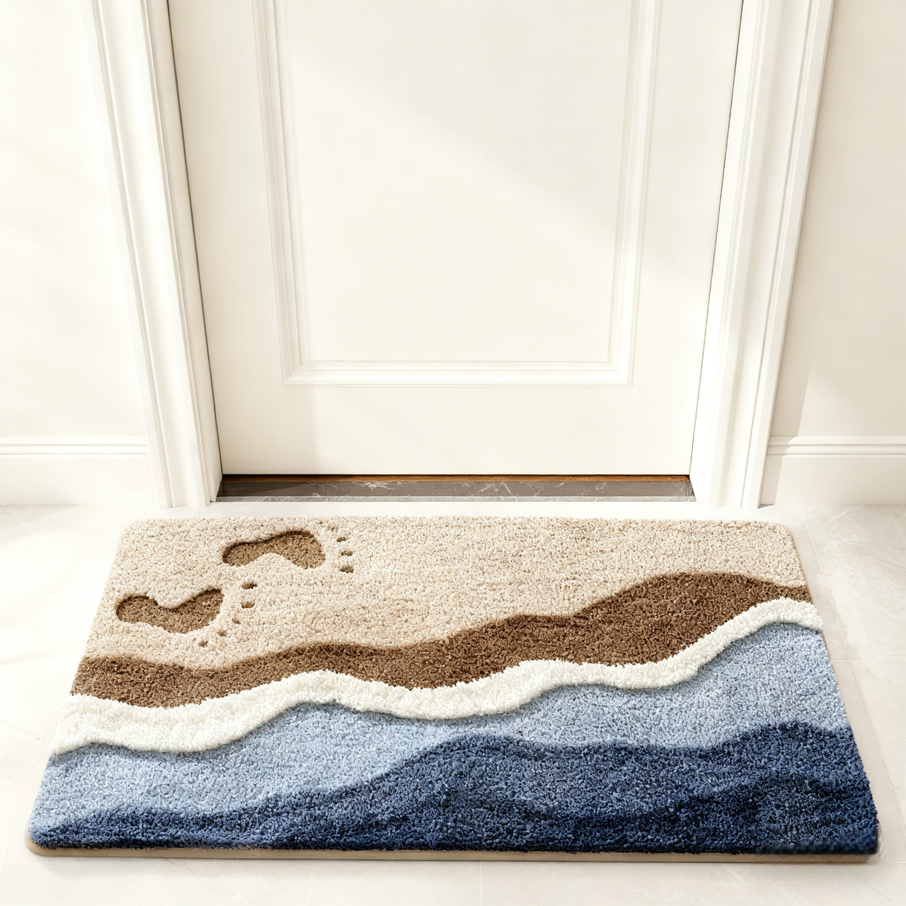 Beach Footprints Flocked Rug