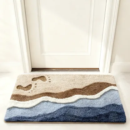 Beach Footprints Flocked Rug