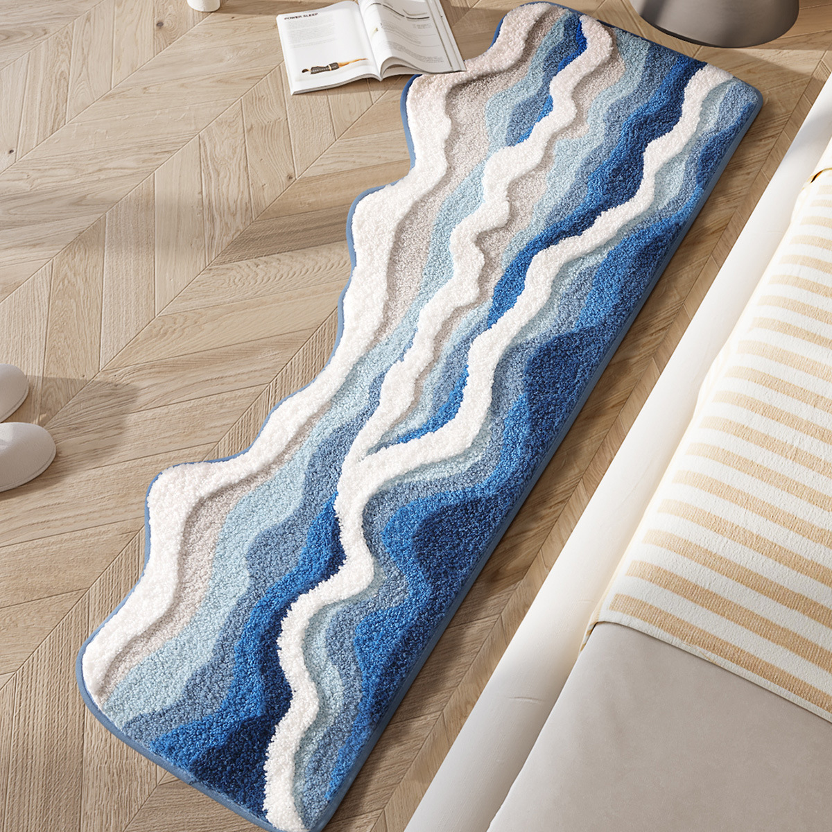 Rolling Waves Flocked Rug