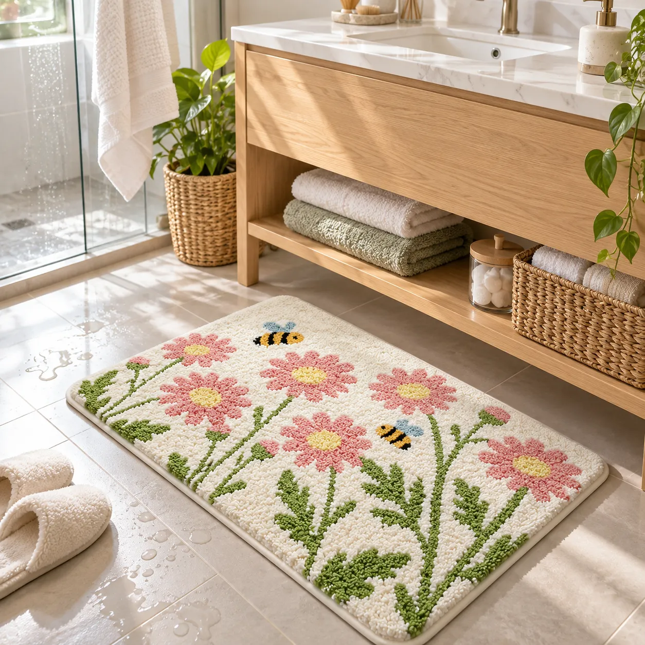 Daisy Garden Botanical Flocked Rug