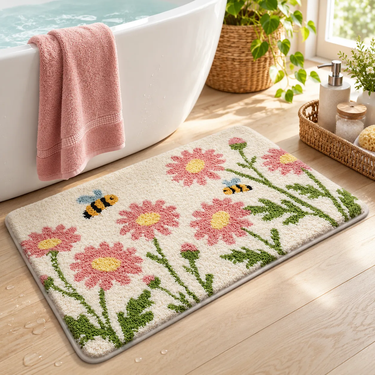 Daisy Garden Botanical Flocked Rug