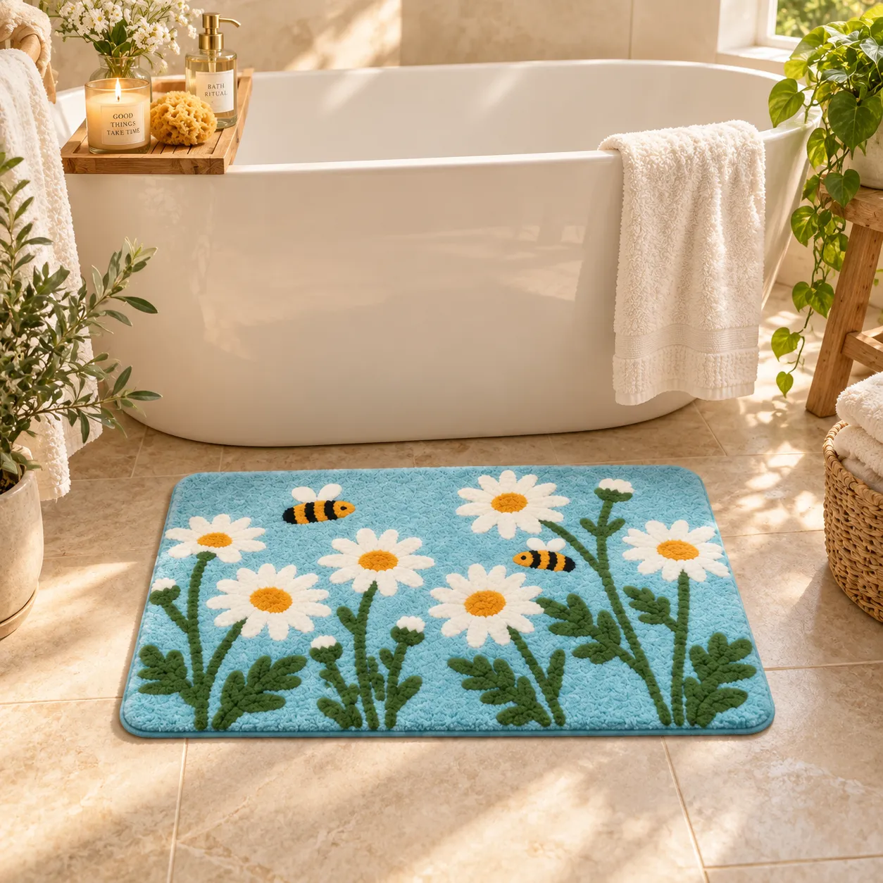 Daisy Garden Botanical Flocked Rug