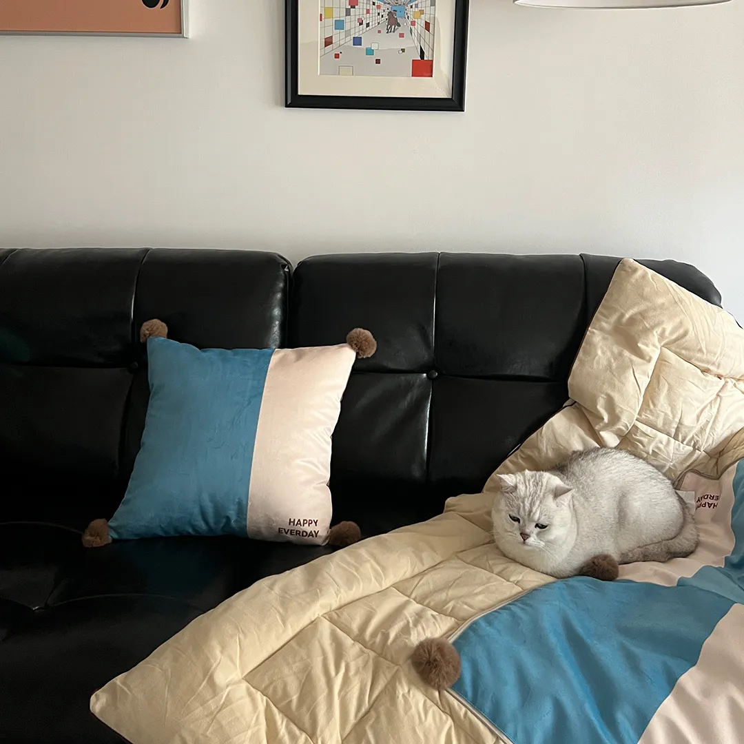 Color Block 2-in-1 Travel Pillow Blanket 