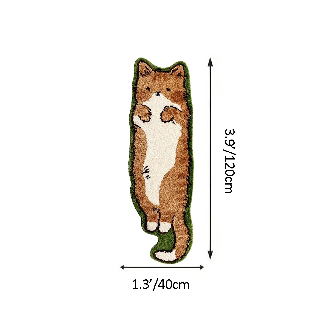 Slouchy Pose Cat Flocked Rug