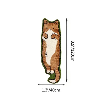 Slouchy Pose Cat Flocked Rug