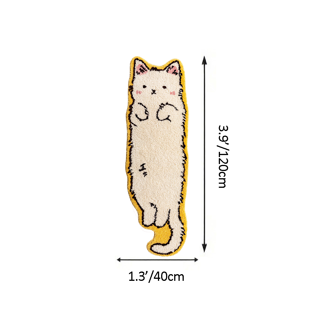 Slouchy Pose Cat Flocked Rug