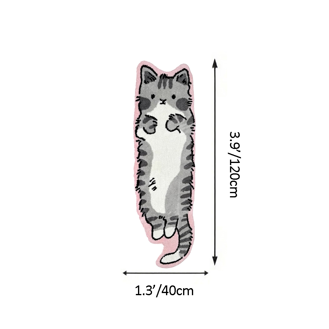 Slouchy Pose Cat Flocked Rug